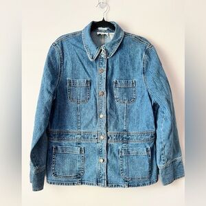 Y2K Feminine Chore Coat Utility Denim Jacket Stretch Workwear Jones Sport XL